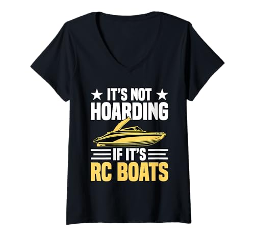 Damen RC Captain Ferngesteuertes Boot Cruise Hoarding RC Boot T-Shirt mit V-Ausschnitt Damen RC Captain Ferngesteuertes Boot Cruise Hoarding RC Boot T-Shirt mit V-Ausschnitt von Radio Controlled Boat Costume For RC Boat Captain