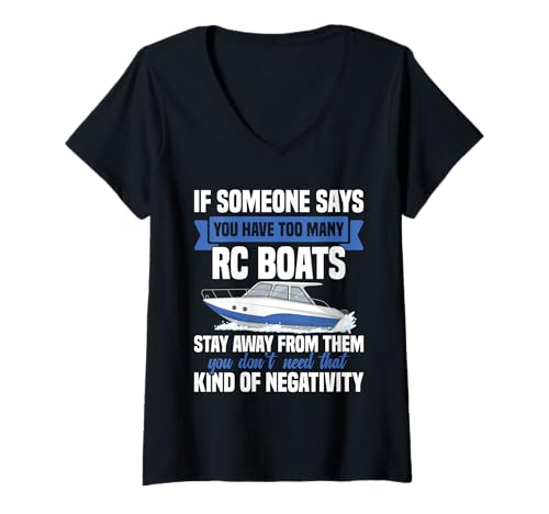 Damen RC Captain Ferngesteuertes Boot Cruise Too Many RC Boot T-Shirt mit V-Ausschnitt Damen RC Captain Ferngesteuertes Boot Cruise Too Many RC Boot T-Shirt mit V-Ausschnitt von Radio Controlled Boat Costume For RC Boat Captain