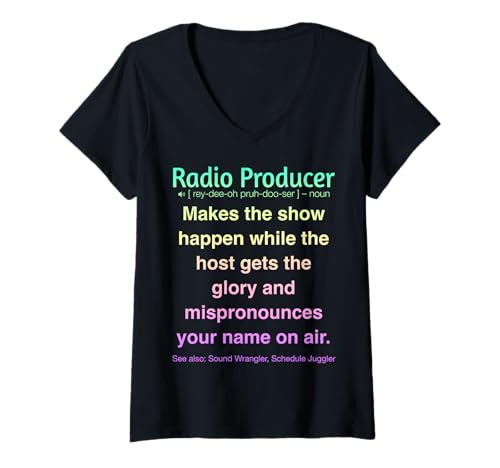 Damen Lustiger Radioproduzent T-Shirt mit V-Ausschnitt Damen Lustiger Radioproduzent T-Shirt mit V-Ausschnitt von Radio Producer Gifts & Tees