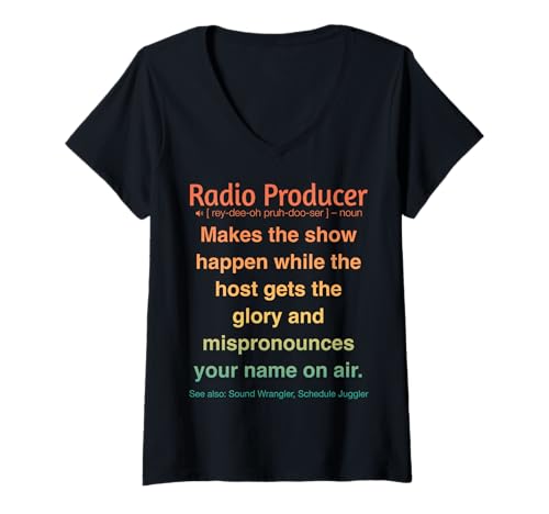 Damen Lustiger Radioproduzent T-Shirt mit V-Ausschnitt Damen Lustiger Radioproduzent T-Shirt mit V-Ausschnitt von Radio Producer Gifts & Tees