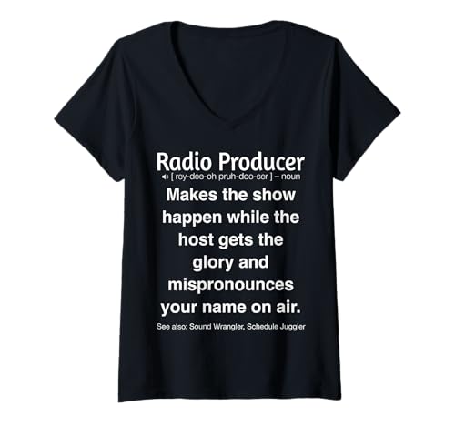 Damen Lustiger Radioproduzent T-Shirt mit V-Ausschnitt Damen Lustiger Radioproduzent T-Shirt mit V-Ausschnitt von Radio Producer Gifts & Tees