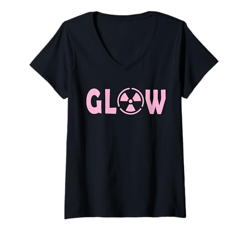 Damen Glow Radioaktiv Warnzeichen T-Shirt mit V-Ausschnitt Damen Glow Radioaktiv Warnzeichen T-Shirt mit V-Ausschnitt von Radioaktiv Atom Warnung Strahlung Nuklear Gefahr