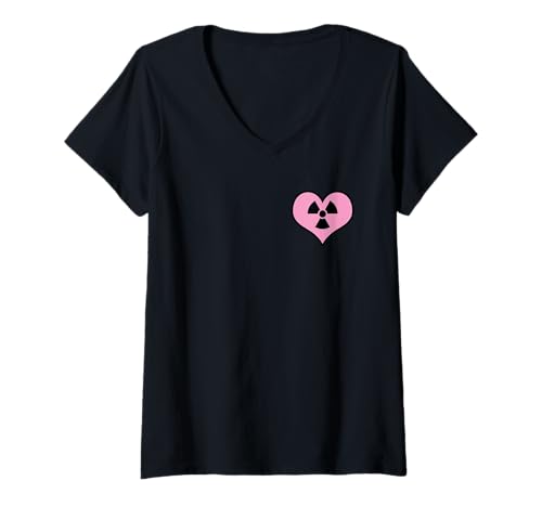 Damen Liebe Strahlung Radioaktives Zeichen Symbol Nuklear Pocket T-Shirt mit V-Ausschnitt Damen Liebe Strahlung Radioaktives Zeichen Symbol Nuklear Pocket T-Shirt mit V-Ausschnitt von Radioaktiv Atom Warnung Strahlung Nuklear Gefahr