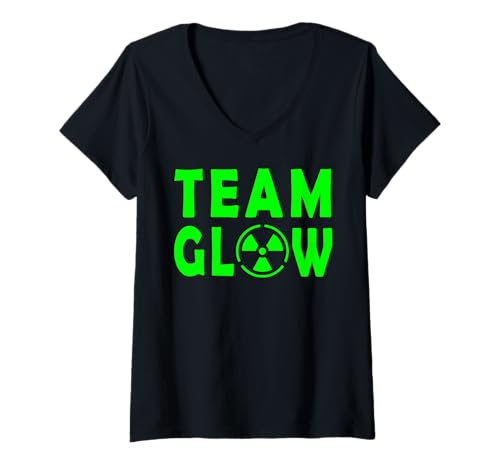 Damen Team Glow Radioaktiv Warnzeichen T-Shirt mit V-Ausschnitt Damen Team Glow Radioaktiv Warnzeichen T-Shirt mit V-Ausschnitt von Radioaktiv Atom Warnung Strahlung Nuklear Gefahr