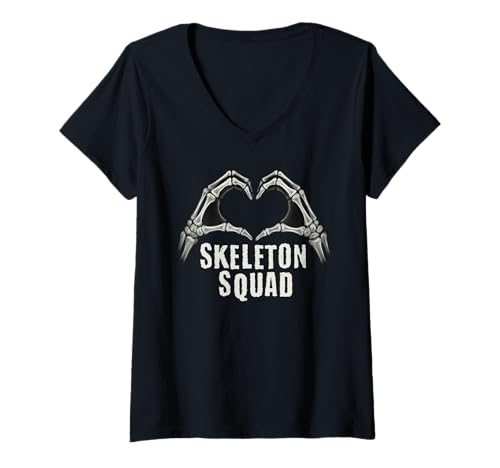 Damen Skeleton Squad Hand- und Herz-Röntgentechnik-Radiologie T-Shirt mit V-Ausschnitt von Radiologic Technologist Rad Tech Crew Radiologist