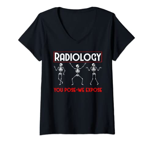 Damen Tanzendes Skelett Röntgen Witzig Radiologie T-Shirt mit V-Ausschnitt von Radiologie Humor für Radiologen