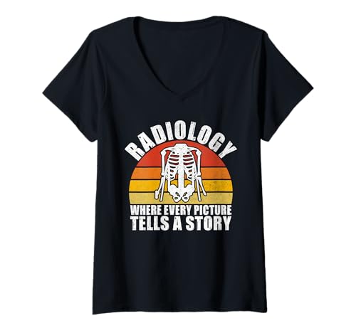 Damen Wo jedes Bild eine Geschichte erzählt Radiologie T-Shirt mit V-Ausschnitt von Radiology Tech Gifts