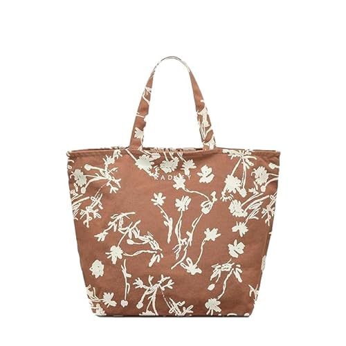 RADLEY London Blooming Lovely Responsible Small Ziptop Reusable Recycled Canvas Crook Tote Bag in Chai von Radley