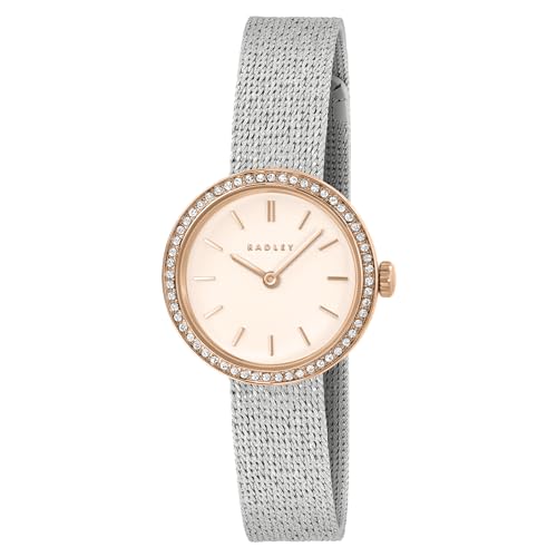 RADLEY Silber- und rotvergoldete 27-mm-Mesh-Uhr mit Steinbesatz, rose gold von Radley
