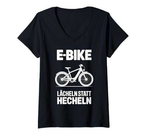 Damen Ebike Lächeln Statt Hecheln Fahrrad T-Shirt mit V-Ausschnitt Damen Ebike Lächeln Statt Hecheln Fahrrad T-Shirt mit V-Ausschnitt von Radsport E-Bike Abenteuer Outdoor