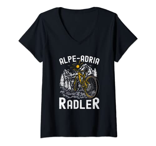 Damen Radtour Alpe Adria Radweg Mountainbiken Radfahren Radler T-Shirt mit V-Ausschnitt Damen Radtour Alpe Adria Radweg Mountainbiken Radfahren Radler T-Shirt mit V-Ausschnitt von Radtour Alpe Adria Radweg