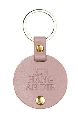 Räder Design - Schlüsselanhänger - Schlüsselbotschaft Ich häng an dir - Leder, Metall - Farbe: rosa - Ø 5,5 cm von Räder