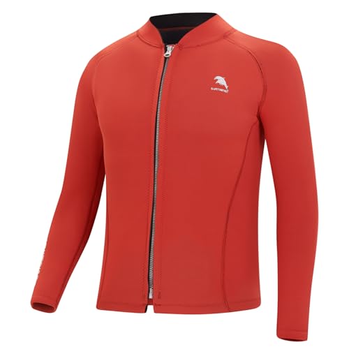 Raenseen Herren Mm Neoprene Schwimm Mantel Langarm Reißverschluss Rash Guard Jacke Professioneller Neoprenanzug Oberteil Rot M von Raenseen