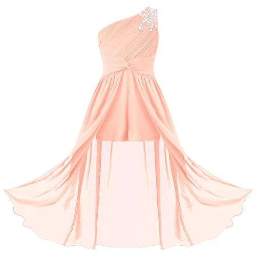 Raenseen Langes Festliches Kleid Mädchen Chiffon Abendkleid Elegante Brautjungfer Kleidung Glitzer Prinzessin Abendkleid Kommunion Geburtstag Hochzeit Ärmellos Rosa 158-164 von Raenseen