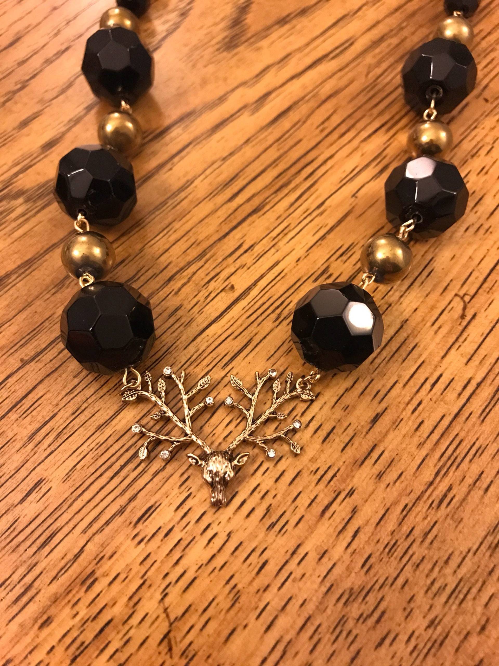 Rentier Gold Druzy & Glas Statement Halskette Rentier Gold Druzy & Glas Statement Halskette von Raesbeadbar