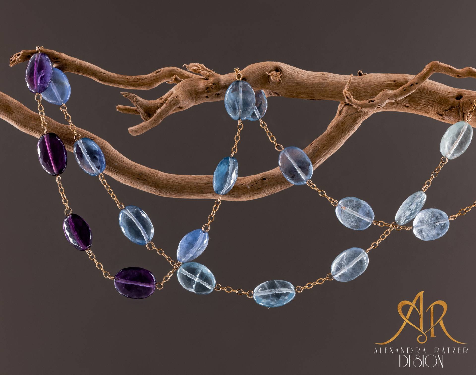 Edelstein Halskette Ombre Mit Blau, Aqua Bis Lila Farbverlauf Echte Fluorit Edelstein Halskette Ombre Mit Blau, Aqua Bis Lila Farbverlauf Echte Fluorit von RaetzerDesignJewelry