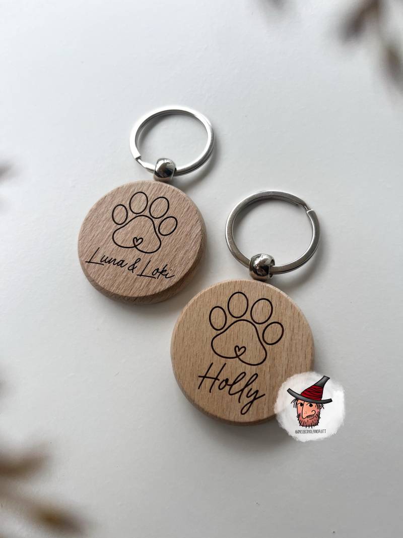 Personalisierter Schlüsselanhänger Mit Name Deines Lieblings Aus Holz | Hund Katze Pfote Erinnerung An Verstorbenes Haustier von RaeuberHolzandplott