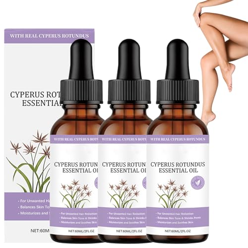 Cyperus Rotundus Öl zur Haarentfernung, Natürliches Haarwuchs-Hemmöl mit Pfefferminz & Zitrone, After-Shave Pflegeöl für Frauen, Beruhigend & Feuchtigkeitsspendend, 60ml (3pcs) von Raevior