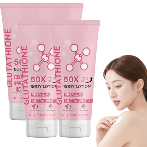 Glutathion-Körperlotion, 50X Tone-Up-Aufhellungscreme, Niacinamid-Hyaluronsäure-Feuchtigkeitslotion, Arbutin-Aufhellungscreme, Feuchtigkeitsspendende Straffungspflege für Damen & Herren, 100g (4pcs) von Raevior