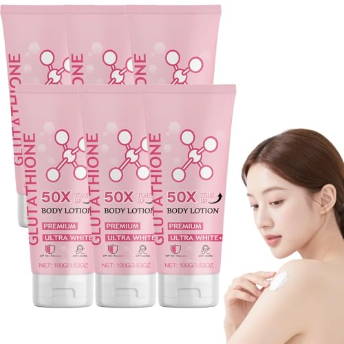 Glutathion-Körperlotion, 50X Tone-Up-Aufhellungscreme, Niacinamid-Hyaluronsäure-Feuchtigkeitslotion, Arbutin-Aufhellungscreme, Feuchtigkeitsspendende Straffungspflege für Damen & Herren, 100g (6pcs) von Raevior