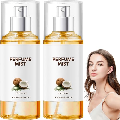 Kokosnuss Damen Parfümspray, Vanille-Kokos Duftspray für Haare und Körper, Lang anhaltendes Parfüm, Feuchtigkeitsspendender Körperspray, Täglicher Duft, Reisegröße 88ml (2pcs) von Raevior