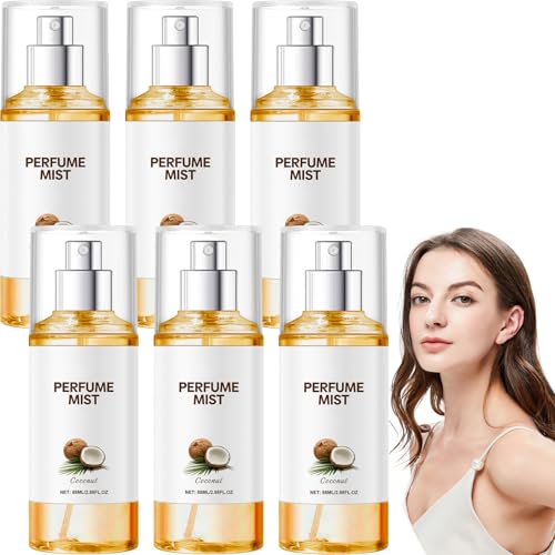Kokosnuss Damen Parfümspray, Vanille-Kokos Duftspray für Haare und Körper, Lang anhaltendes Parfüm, Feuchtigkeitsspendender Körperspray, Täglicher Duft, Reisegröße 88ml (6pcs) von Raevior