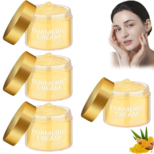 Kurkuma Gesichtscreme, Aufhellende Feuchtigkeitscreme für Damen & Herren, Anti-Aging Tages- und Nachtpflege, Fleckenentferner bei ungleichmäßigem Hautton, Leichte Gesichtspflege (4pcs) von Raevior