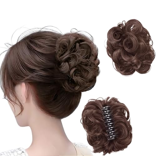 Meetitsneeds Dutt Haarverlängerung Clips, Claw Clip Messy Bun Haarteil, Lockiger Wellenförmiger Chignon, Synthetischer Duttaufsatz für Damen Hochsteckfrisuren (Dark brown) von Raevior