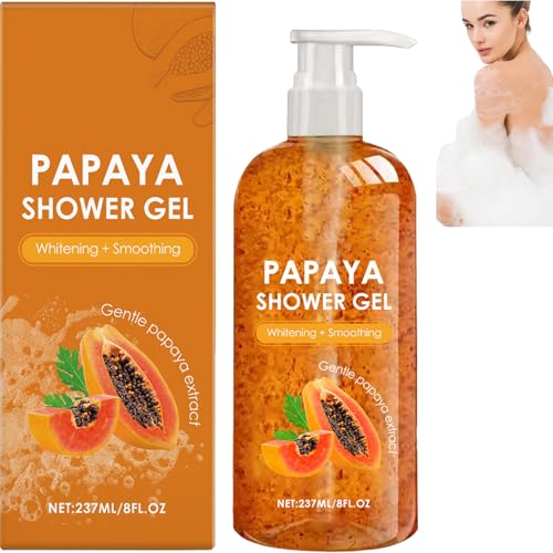 Papaya Duschgel, Peeling Körperwaschgel mit Bio-Papaya Extrakt, Öl-Kontroll Feuchtigkeitspflege für Männer und Frauen, Aufhellendes Glättendes Waschgel 237ml (1pcs) von Raevior