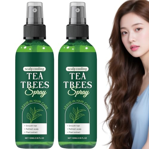 Teebaumöl Leave In Conditioner Spray,Feuchtigkeitsspendendes & Nährendes Entwirrungsspray für Trockenes Geschädigtes Haar,Beruhigt Juckende Kopfhaut,Frizz-Kontrolle,Leichtes Nicht-Fettendes (2 PCS) von Raevior