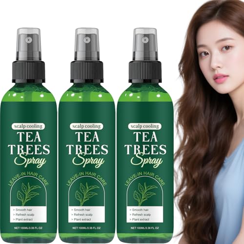Teebaumöl Leave In Conditioner Spray,Feuchtigkeitsspendendes & Nährendes Entwirrungsspray für Trockenes Geschädigtes Haar,Beruhigt Juckende Kopfhaut,Frizz-Kontrolle,Leichtes Nicht-Fettendes (3 PCS) von Raevior