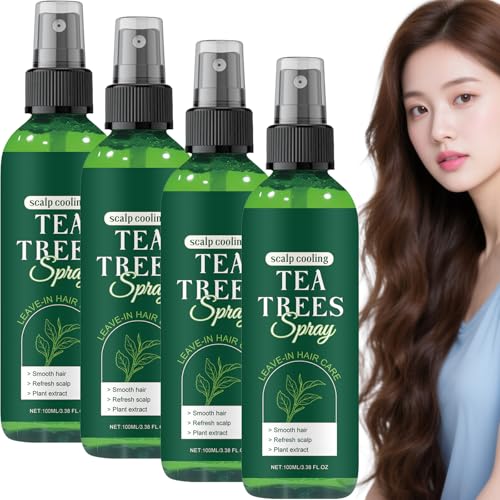 Teebaumöl Leave In Conditioner Spray,Feuchtigkeitsspendendes & Nährendes Entwirrungsspray für Trockenes Geschädigtes Haar,Beruhigt Juckende Kopfhaut,Frizz-Kontrolle,Leichtes Nicht-Fettendes (4 PCS) von Raevior