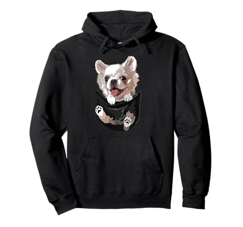 Chihuahua in Tasche Langhaar Chiwawa Hundeliebhaber Mama Papa Pullover Hoodie von Raf THE ARTIST Designs