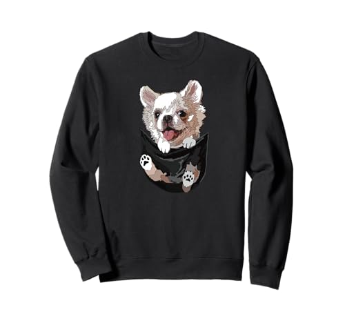 Chihuahua in Tasche Langhaar Chiwawa Hundeliebhaber Mama Papa Sweatshirt von Raf THE ARTIST Designs