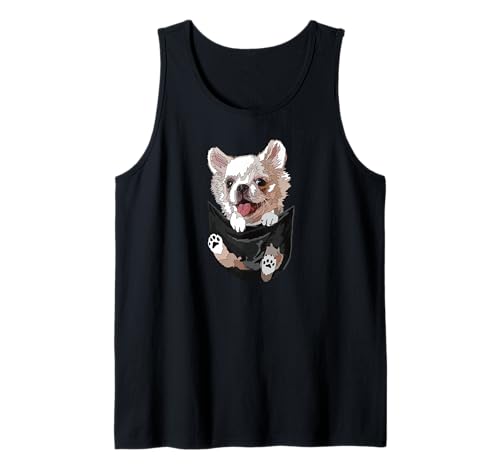 Chihuahua in Tasche Langhaar Chiwawa Hundeliebhaber Mama Papa Tank Top von Raf THE ARTIST Designs