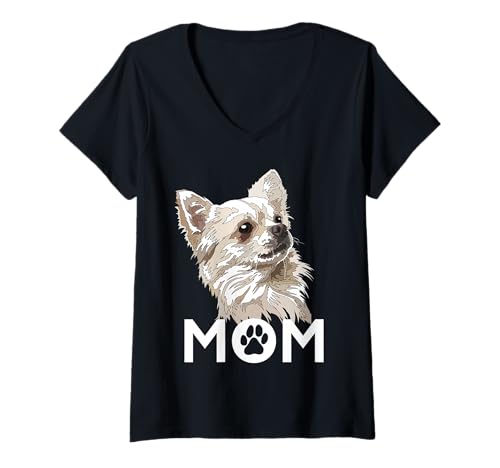 Damen Chihuahua Mama Der Hund Mutter Chiwawa Mama Chihuahua Girl T-Shirt mit V-Ausschnitt von Raf THE ARTIST Designs