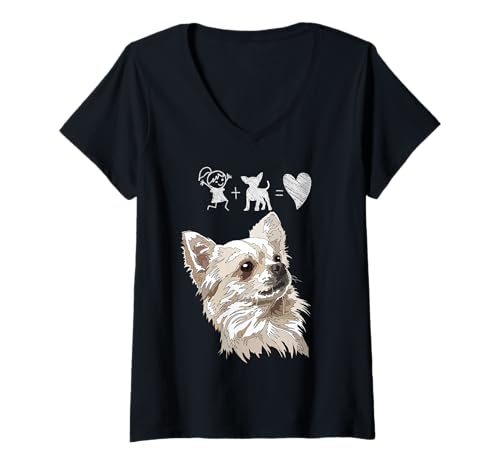 Damen Chihuahua Mama Der Hund Mutter Chiwawa Mama Chihuahua Girl T-Shirt mit V-Ausschnitt von Raf THE ARTIST Designs