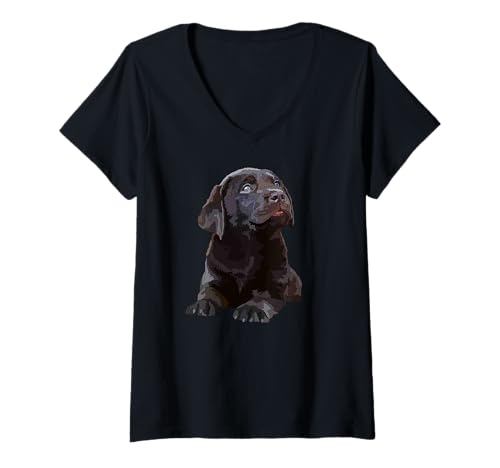 Damen Chocolate Lab Dog Brown Lab Labrador Retriever Welpe Hund T-Shirt mit V-Ausschnitt von Raf THE ARTIST Designs