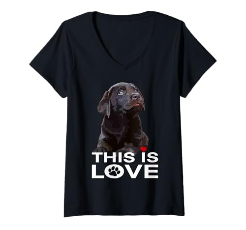 Damen Chocolate Lab Dog Brown Lab Labrador Retriever Welpe Hund T-Shirt mit V-Ausschnitt von Raf THE ARTIST Designs