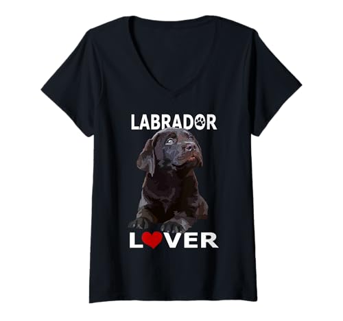 Damen Chocolate Lab Lover Brown Lab Dog Labrador Retriever Hund T-Shirt mit V-Ausschnitt von Raf THE ARTIST Designs