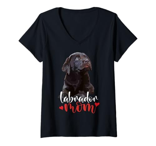 Damen Chocolate Lab Mama Brown Lab Mutter Labrador Mama Hund Mama T-Shirt mit V-Ausschnitt von Raf THE ARTIST Designs