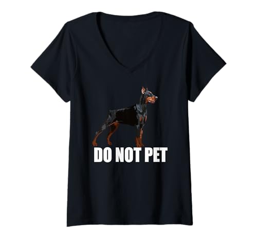 Damen Dobermann Dog Dobie Pinscher Hundeliebhaber T-Shirt mit V-Ausschnitt von Raf THE ARTIST Designs