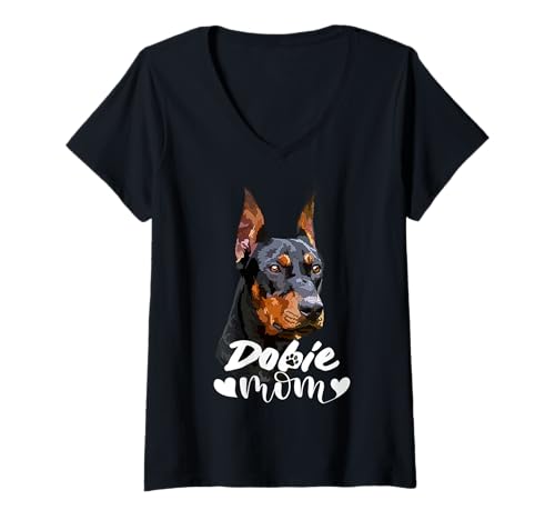 Damen Dobie Mom Dobermann Mama Pinscher Hund Mutter Mama T-Shirt mit V-Ausschnitt von Raf THE ARTIST Designs