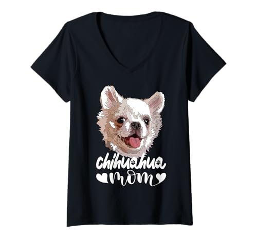 Damen Glückliche Chihuahua-Mutter Die Hundemutter Chiwawa Mama Girl T-Shirt mit V-Ausschnitt von Raf THE ARTIST Designs