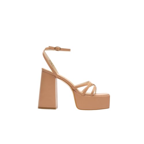 Rafaela Belgini Cross Strap Open Toe Double Platform Women Block High Heel Sandals (white, EU Schuhgrößensystem, Erwachsene, Damen, Numerisch, M, 38) von Rafaela Belgini
