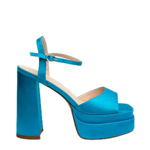 Rafaela Belgini Satin Double Platform Open Toe High Block Heel Women Sandals (nude, EU Schuhgrößensystem, Erwachsene, Damen, Numerisch, M, 37) von Rafaela Belgini