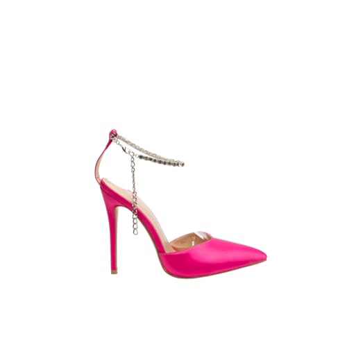 Rafaela Belgini Satin Women High Heeled Pumps with Rhinestone Ankle Strap Bracelet (Fuschia, EU Schuhgrößensystem, Erwachsene, Damen, Numerisch, M, 38) von Rafaela Belgini