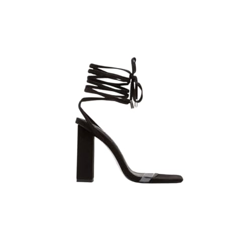 Rafaela Belgini Women Lace Up High Heel Sandal with Block Heel and Square Toe (silver, EU Schuhgrößensystem, Erwachsene, Damen, Numerisch, M, 38) von Rafaela Belgini