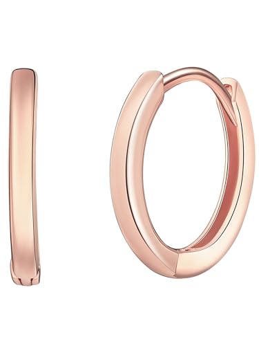 Rafaela Donata Damen Creolen aus 925/- Sterling Silber rosévergoldet - Klappcreolen Silbercreolen Rosegold klassisch Unisex von Rafaela Donata