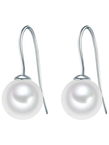 Rafaela Donata Damen Ohrhänger aus 925/- Sterling Silber mit Rund Südsee-Muschelkernperle 10 mm weiß - Silberohrhänger Perlenohrhänger von Rafaela Donata